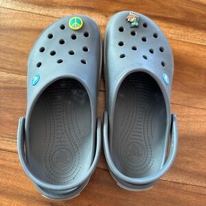 CROCS Gray Mules with Decorative Charms